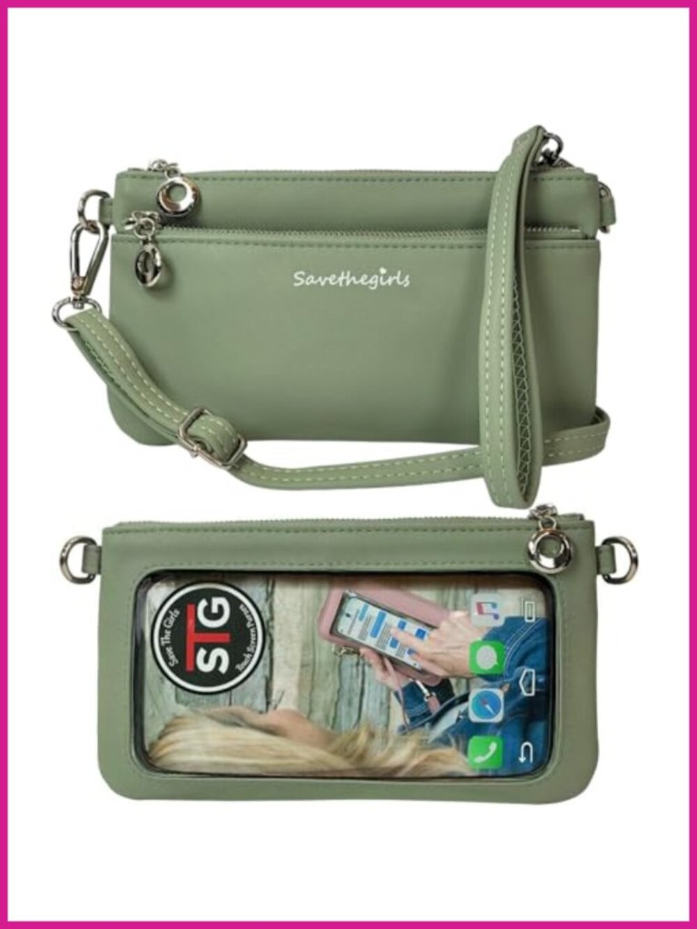 Vegan Leather Crossbody Cell Phone Purse Touchscreen Wallet RFID